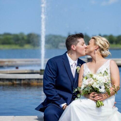 lesbian wedding kiss photo